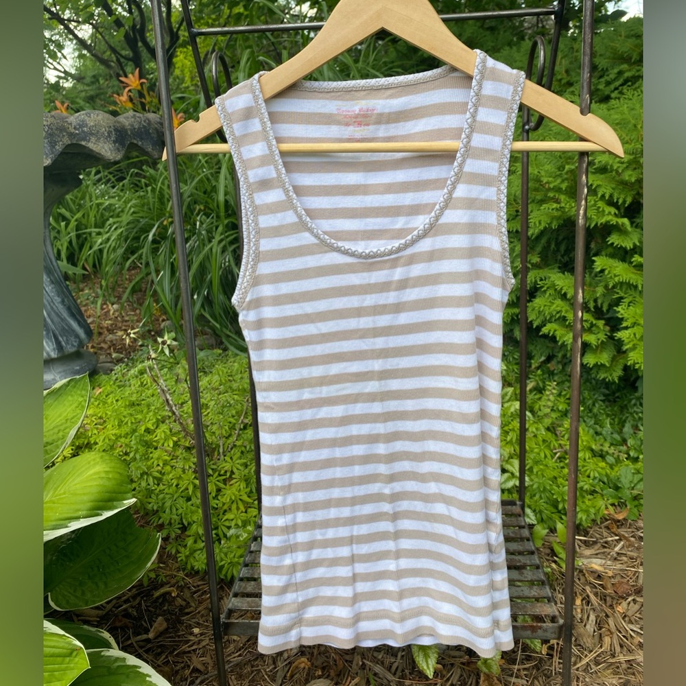 Tommy Hilfiger Brown and White Striped Top
